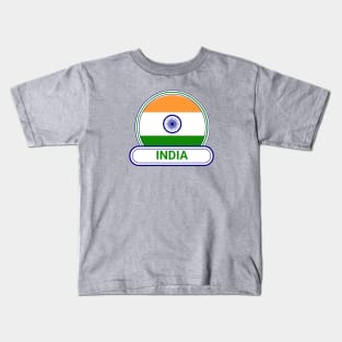 India Country Badge - India Flag Kids T-Shirt